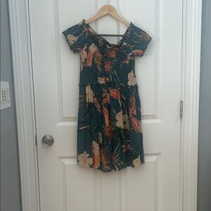 Patrons of Peace Kids Dress in Green and Red Floral